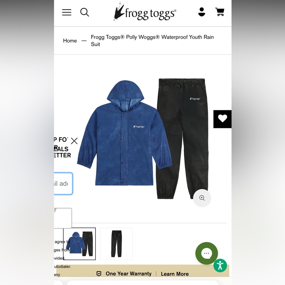 Frogg Toggs Youth Waterproof Blue and Black Rain Suit